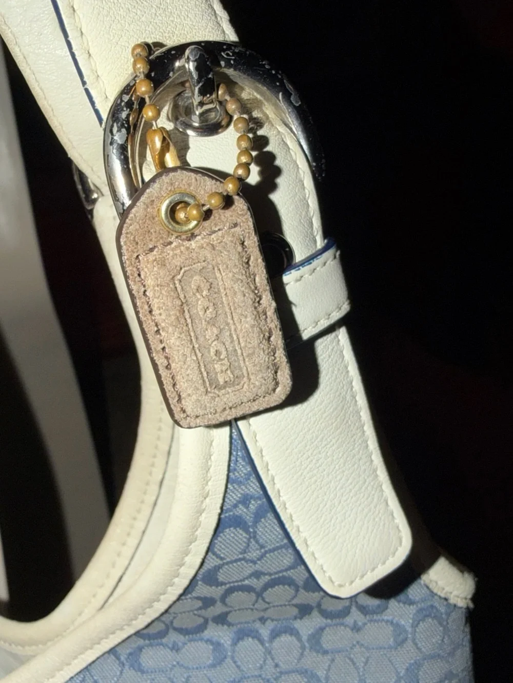 Coach Blue Signature Hobo with White Trim